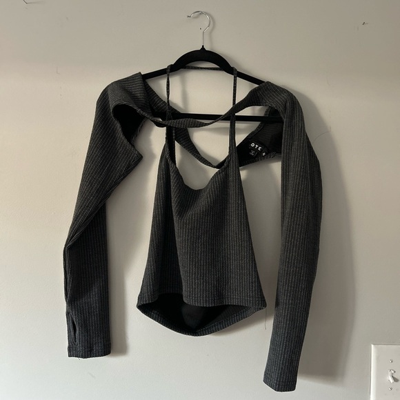 Stylish Black Ribbed Women Top - Picture 1 of 5